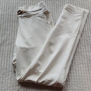 Motion Elegant White Pants  with Gold Accent